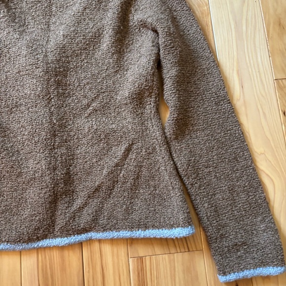 Y2K Anthropologie Sleeping On Snow Brown Boucle Blue Trim Cardigan Sweater - Picture 9 of 11